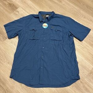 Columbia Titanium Omni-Vent UPF 40 Button Up Shirt Mens 4XT Blue Short Sleeve